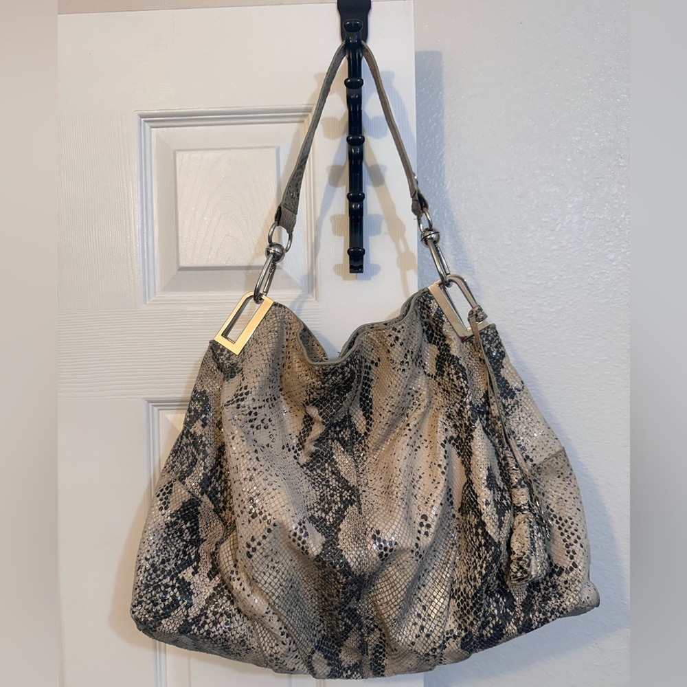 Staccato Snake Print Hobo Bag -